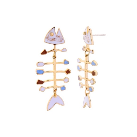 Fish Bone Long Statement Earrings - Picture 5 of 5